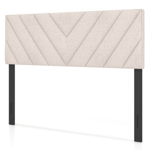 Linen Upholstered Headboard for Full and Queen Size Bed Frames-Beige - Color: Beige D681-HU10600BE