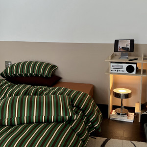 Pattern: Retro Green Stripes, Size Specification: 2.0m4pcs - Cotton Household Knitted Printed Bed F Q119-CJCS255703577YB