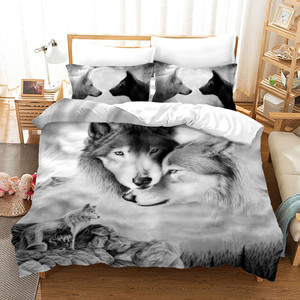 Pattern: Wolf 4, Size: 200?—200 - Bed Home Textile Wolf Digital Printed Three-piece Set Q119-CJYD206053516PK