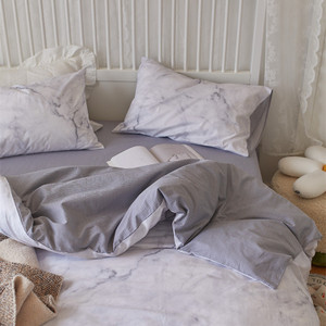 Color: Colored marble, Bedding Size: 1.2M 3Pcs set-Flat sheet, style:  - Retro Sketch Ink Painting  Q119-CJCS157805027AZ