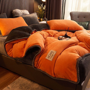 Pattern: Emma Orange A Style, Size Specification: 180X200cm - Coral Fleece Plus Velvet Thick Duvet  Q119-CJYD255722708HS