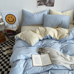 Pattern: Light Blue Cheese, Size Specification: 2M Flat Sheet - Simple Colorblock All-matching Wash Q119-CJCS211838243QJ