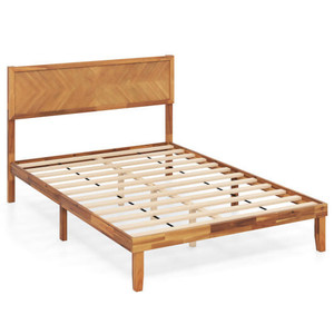 Twin/Full/Queen Size Bed Frame with Headboard and Storage Space-Full Size - Color: Natural - Size:  D681-HU10859NA-F