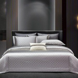 Flower: Smart Gray, Dimensions: 200cm - Light Luxury High-end Jacquard Long-staple Cotton Four-piec Q119-CJCS196554604DW