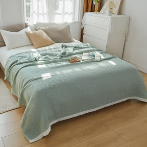 Pattern: Light Green Edge, Size Specification: 150cm?—200cm - Four-layer Pure Cotton Plain Towel Bl Q119-CJYD242773305EV