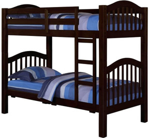 80" X 43" X 69" Espresso Pine Wood Twin Over Twin Bunk Bed N270-286536