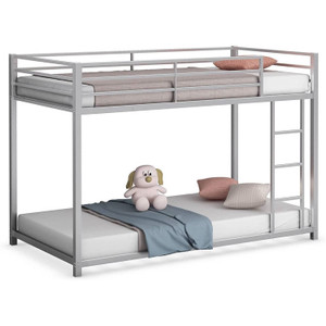 Twin over Twin Low Profile Modern Bunk Bed in Silver Metal Finish Q280-GTBUTOTSIL219385