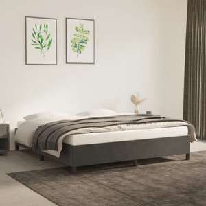  Bed Frame Dark grey Velvet (100% polyester), plywood, engineered wood A949-347361