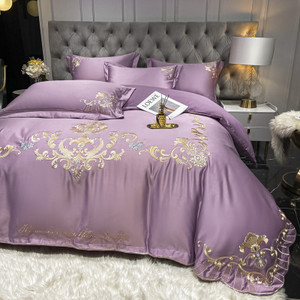 Color: Red bean paste, style: 1.8fitted sheet 200x230 - High End Luxury European Satin Wedding Four Q119-CJCS162191408HS