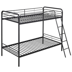 Heavy Duty Metal Bunk Bed with Ladder and Safety Guardrails-Black B593-HU10844-T