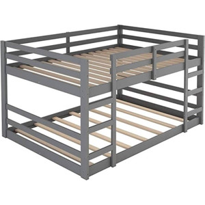 Full over Full Modern Low Profile Bunk Bed in Grey Wood Finish Q280-FOFMWBG274115