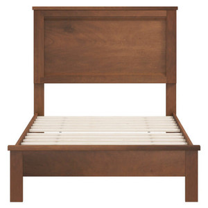 Twin Size Wooden Bed Frame with Headboard and Slat Support-Walnut - Color: Walnut - Size: Twin Size D681-HU10900WN-T