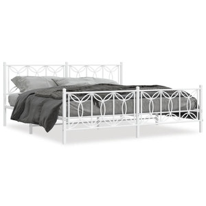  Bed Frame White Steel 76 x 80 in Bed Frame Rectangular Modern A949-376201