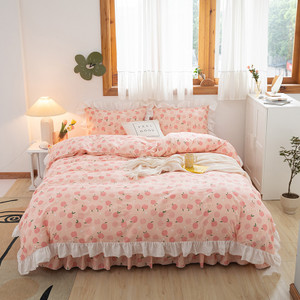 style: Peaches, Bedding Size: 2.2x2.4foursets1.8 - Lace Bed Skirt Set Of Four Q119-CJCS186182707GT