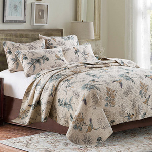 Pattern: Young Bird, Size: Three Pieces - Bedspread Pure Cotton Summer Cooling Duvet Airable Cover  Q119-CJYD199107311KP