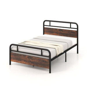 Twin/Full/Queen Size Bed Frame with Industrial Headboard-Full Size - Color: Black - Size: Full Size D681-HU10455-F