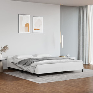  Bed Frame With Headboard White Faux leather, plywood, engineered wood A949-347534