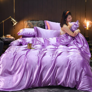 Pattern: Snow Green, Size Specification: 1.8m 4pcs - Pure Color Washed Real Silk Quilt Cover Four-p Q119-CJCS239946010JQ