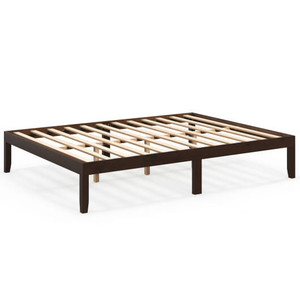 Queen Size Wood Bed Frame with Wooden Slats Support and Rubber Wood Legs-Espresso - Color: Espresso D681-HU10802CF-Q