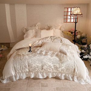 Color: White, Size: 2.0m-Flat Bed Sheet, Shape:  - French High-end Retro Princess Style Four-season Q119-CJCS262749606FU