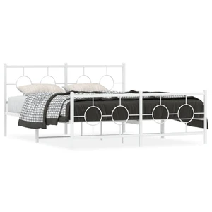  Bed Frame White Powder-Coated Steel King Size Bed Frame A949-376295