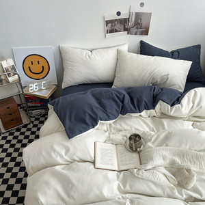 Pattern: White Blue Gray, Size Specification: 2.2M Flat Sheet - Simple Colorblock All-matching Wash Q119-CJCS211838220TG