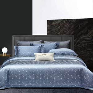 Flower: Royalcover Blue, Dimensions: 200cm - Light Luxury High-end Jacquard Long-staple Cotton Four Q119-CJCS196554608HS