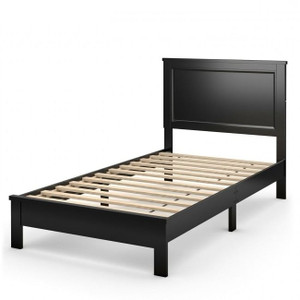 Twin Size Modern College Dorm Wooden Platform Bed in Black Q280-BCCO9205
