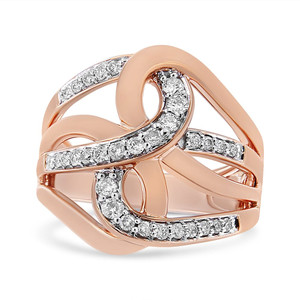 10K Rose Gold 1/2 Cttw Round-Cut Diamond Intertwined Multi-Loop Cocktail Ring (I-J Color, I1-I2 Cla N162-016420R600