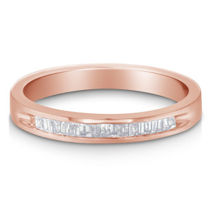 10K Rose Gold over .925 Sterling Silver 1/5 Cttw Diamond Channel-Set Stackable Band Ring (H-I Color N162-015980R700