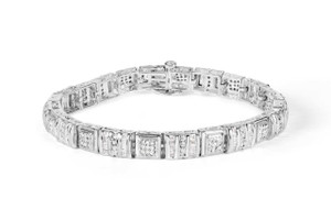 10K White Gold Round and Baguette Cut Diamond Bracelet (2.00 cttw, H-I Color, I2-I3 Clarity) N162-61-6987WDM
