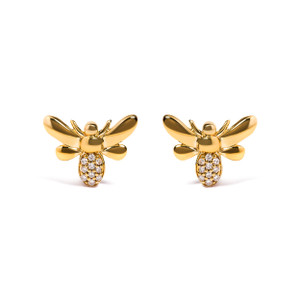 10K Yellow Gold Diamond Accented Bumble Bee Stud Earring (H-I Color, I1-I2 Clarity) N162-021111EASH