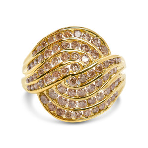 10K Yellow Gold 2.0 Cttw Channel Set Diamond Cocktail Swirl Band Ring (K-L Color, I1-I2 Clarity) -  N162-023028R600