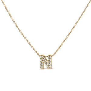 10K Yellow Gold Diamond Accent "N" Initial Bubble Pendant Necklace N162-024272NASH