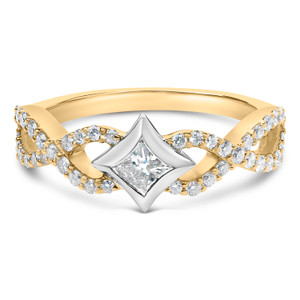10K Two Tone Color 5/8 Cttw Diamond Kite and Twist Shank Ring (H-I Color,SI2-I1 Clarity) N162-017088R700