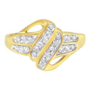 10K Yellow Gold Plated .925 Sterling Silver 1.0 Cttw Diamond Flower Cluster Open Halo Floral Ring ( N162-016480R700