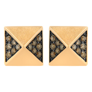 14K Rose Gold 1/4 Cttw Brown Diamond Pyramid Stud Earring (Brown Color, SI1-SI2 Clarity) N162-017424EANT