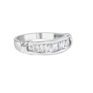 .925 Sterling Silver 1/2 Cttw Baguette Cut Diamond Channel Set X-Station Wedding Ring (H-I Color, I N162-015958R700