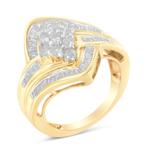 10K Yellow Gold Diamond Bypass Cluster Ring (1 Cttw, I-J Color, I2-I3 Clarity) - Size 6-1/2 N162-015885R650