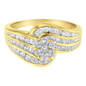 14K Yellow Gold Diamond Cocktail Bypass Ring (1 1/2 Cttw, H-I Color, SI2-I1 Clarity) - Size 8-1/2 N162-015632R850