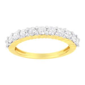 IGI Certified 1.0 Cttw Diamond 10K Yellow Gold Prong Set Fluted Band Style Wedding Ring (J-K Color, N162-017262R700