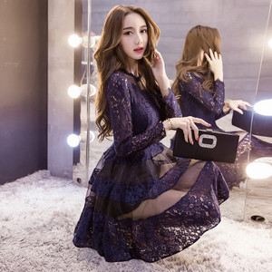 2021 spring autumn women's new Korean long sleeve dress, women Shahe lace bottoming skirt skirt tide Q119-CJNSSYLY00802