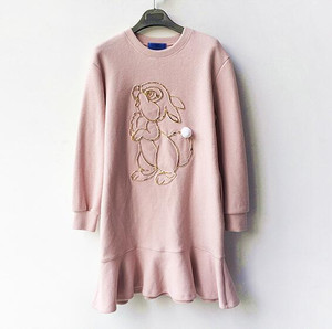 Color: Pink with velvet, Size: L - Rabbit Hoodie Dress Q119-CJNSSYLY02487-Pink with velvet-L