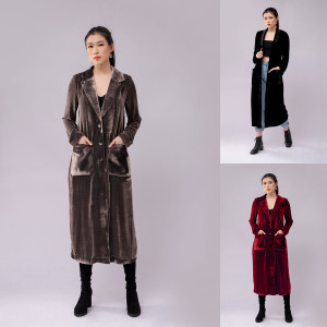 Elegant Women's Velvet Overcoat Coat Conventional Sleeve Q119-CJYD2582459