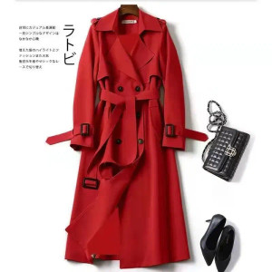 Color: Pink, Size: XL - Autumn Winter Long Sleeve Trench Coat For Women 2024 Fashion Loose Office L F640-12000040873021524