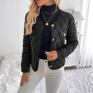 Women's Warm Diamond Lattice Short Cotton Jacket Q119-CJJK2550464
