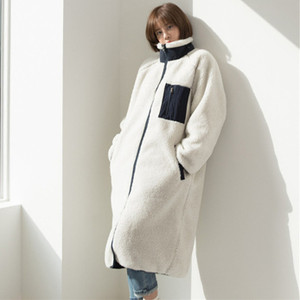 Stand Collar Color Matching Lambswool Two-sided Zipper Coat Q119-CJQB2560551