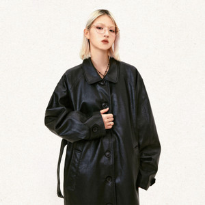 Leather Mid-length Trench Coat Men And Women Q119-CJYD1887823