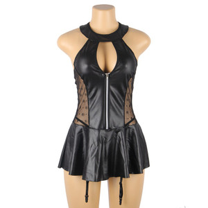 Sexy Nightdress With Back Leather Lace Stitching Garter Underwear Q119-CJZP1212920