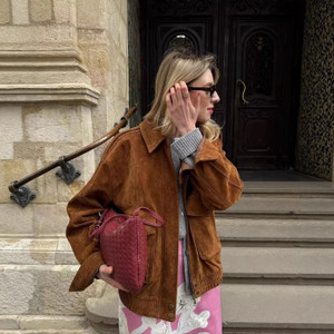 Fashionable Casual Suede Textured Pocket Decoration Spring And Autumn Jacket Jacket Q119-CJYD2576318
